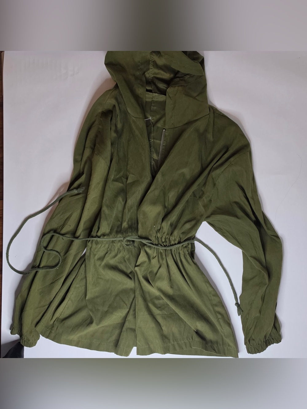 Olive Hooded Drawstring Jacket - Women